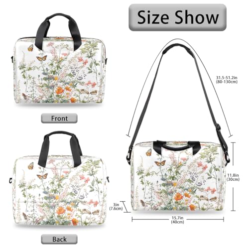 Maletín para portátil 15.6-16 pulgadas flores y mariposas miniatura 6