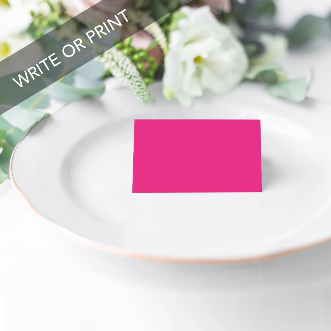 Andaz Press Table Tent Printable Place Cards, Fuchsia 20-Pack, Seat Placement Cards Blank Place Cards For Table Settings Name Cards for Baby Bridal Wedding Shower, School Graduation Food Table Tent