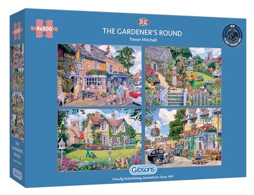 The Gardener’s Round | 4 x 500 Piece Jigsaw Puzzles | Multi-Box Jigsaw | Sustainable Puzzle for Adults | Premium 100% Recycled Board | Great Gift for Adults | Gibsons Games