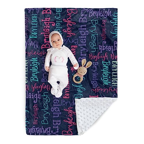Image of Custom Baby Blanket - Personalized Names Design - Soft Plush Blanket with Double Layer Dotted Backing for Boys Girls Color04(47x60 inches)