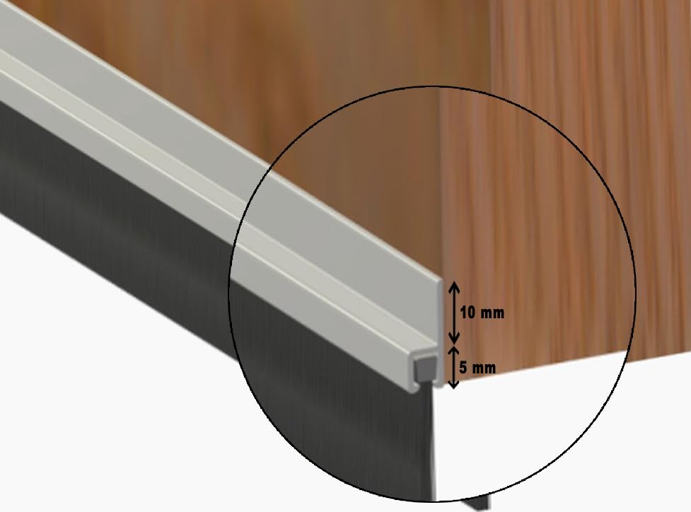 Generic Aluminium Deurborstel met Tochtstopper, Onderkant van de Deurborstel Strip Draught, Zwarte Siliconen Nylon Zachte Borstel voor Thuis Deurafdichting , Met Gaten Legering Houder, Deur Onderafdichting Tegen Stof en Geluidsisolatie Tochtstrip Guard Isolator, 1 stuk Borstelstrip, Stripborstel,Aluminium voor Schroeven, Deurafdichting (Met Gaten, 100 cm) - Image 3