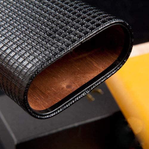 Yellow Black Leather Cedar Wood Lining 3Ct Adjustable Cigar Case Travel Holder Humidor image 4