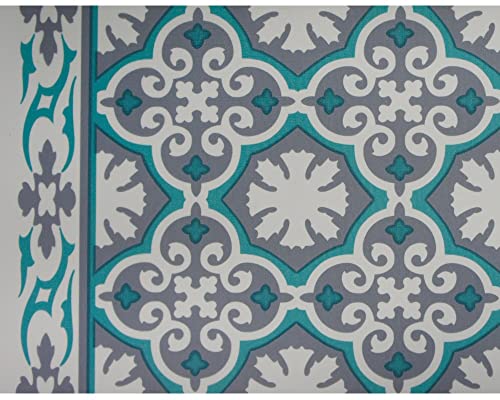 matches21 Bodenbelag Soft Vintage Läufer Orient Muster Küchenläufer waschbar Polyester Vinyl grau grün 1 STK 65x100 cm