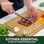 Bamboo Cutting Boards for Kitchen, Extra Large Wood Cutting Board with Deep Juice Groove and Handle Heavy Duty Chopping board, Kikcoin, 17.6" x 12" - Image 2
