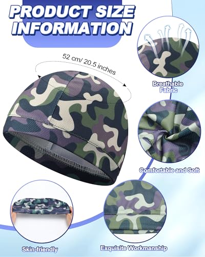 Image of 9 Pcs Cooling Skull Cap Camo Liner Sweat Wicking Lightweight Cycling Cap Running Hat for Men Women