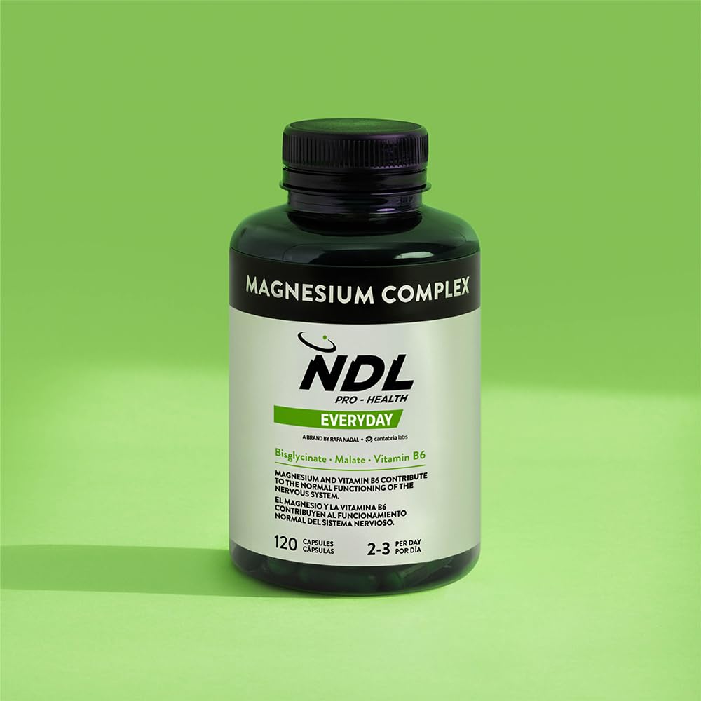 NDL Pro-Health Magnesium Complex con Vitamina B6 y D – Triple Magnesio (Bisglicinato, Malato y Citrato) | Energía, Músculos y Sistema Nervioso | 120 Cáps. | Una marca de Rafa Nadal & Cantabria Labs