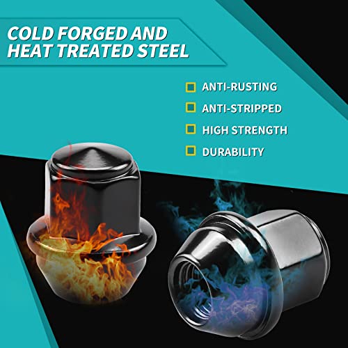 ZOFFI M12 x 1,5 Schwarz OEM Factory Style Große Eichel Sitz Lug Muttern für die meisten Ford Fiesta Focus Fusion Fabrik Räder – 20 Stück Chrom geschlossenes Ende M12 x 1,5 Lug Nuts