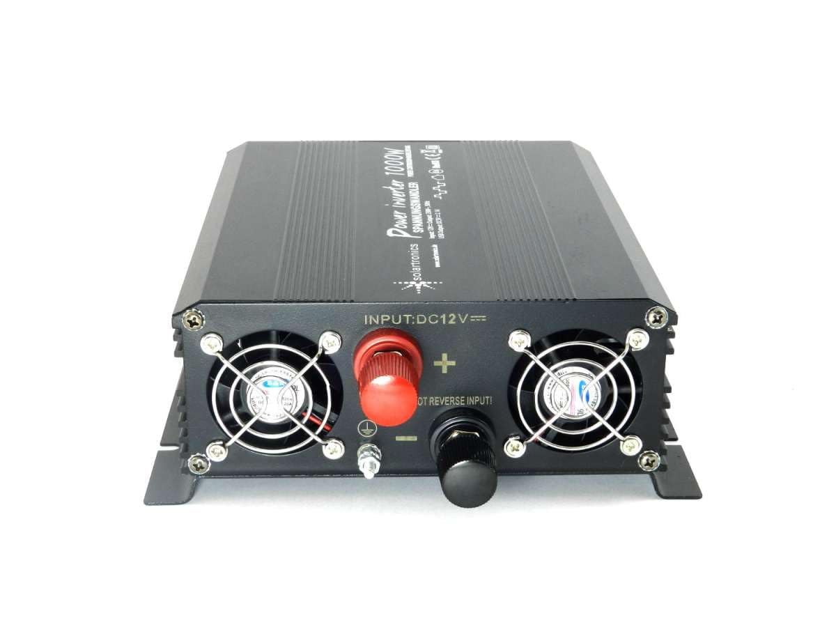 SOLARTRONICS Spannungswandler NM1000 12V 1000 Watt SCHWARZ - 2000 Watt Spitzenleistung - Wechselrichter 12v auf 230v - Blei- oder AGM-Batterie kompatibel - mit Schuko- & USB Anschluss
