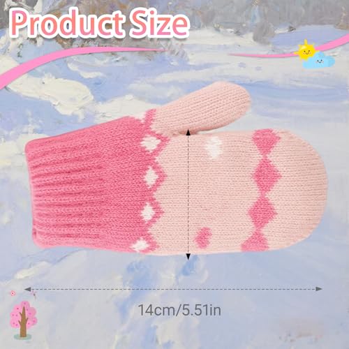 Kids Winter Mittens for Boys Girls 3-5 Years, Double Layer Thermal Knit Stretchable Snow Gloves for Outdoor3