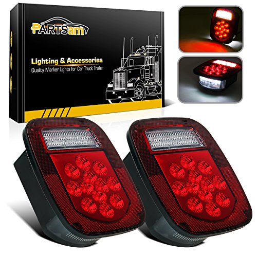 Partsam 2x Red/White 39 LED Stop Turn Tail Stud Lights Replacement for…
