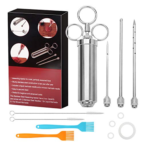 Meat Injector Syringe, 304 Stainless Steel 2 OZ Large Capacity Seasoning Injector kit