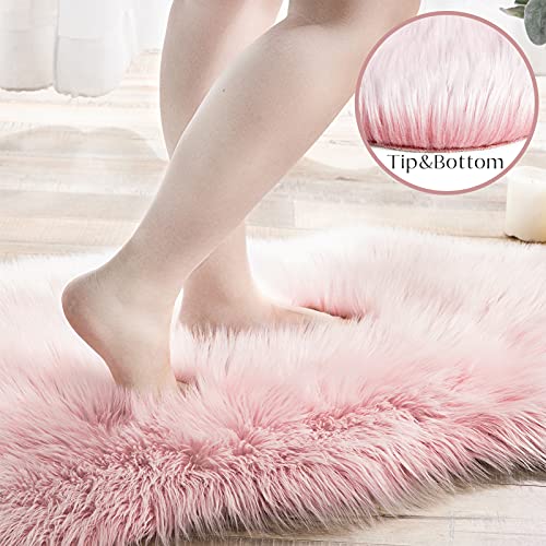 Funda de piel de oveja sintética para sillón alfombra rosa Ashler 5