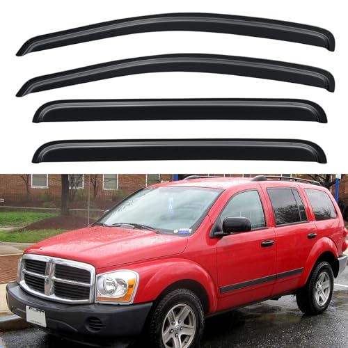 Image of Window Visors Rain Guards Shield for 2004-2009 Dodge Durango, Out-Channel Window Vent Wind Deflectors Visors Shades for 2007-2009 Chrysler Aspen