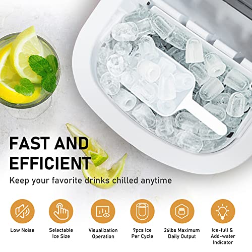 Image of Portable Ice Maker Countertop, Ice Cubes Ready in 7 Mins, Electric Ice Maker Machine with Ice Scoop (Rose Gold)