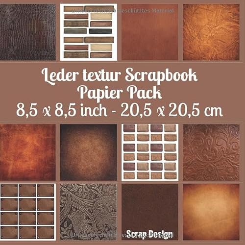 Leder textur scrapbook papier pack 8,5 x 8,5 inch 20,5 x 20,5 cm