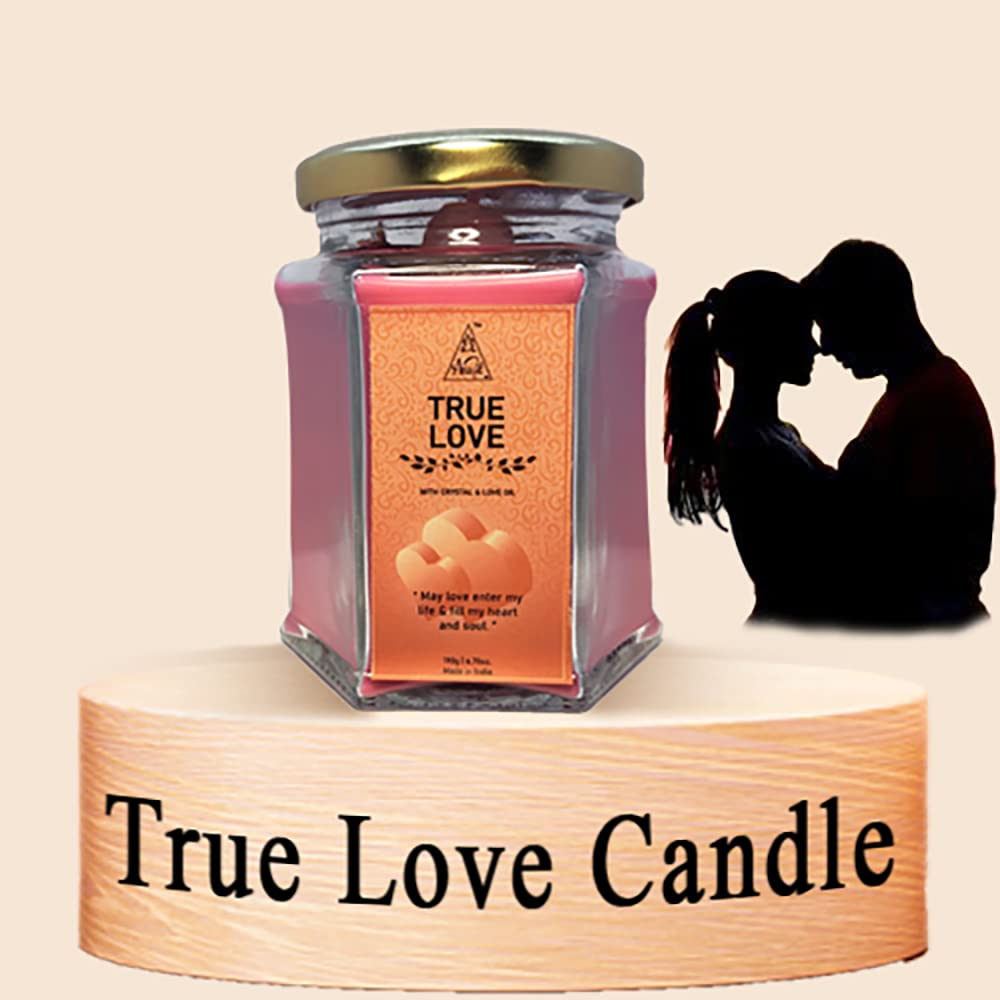 Anshil True Love Candle with Rose Quartz Crystal for Love