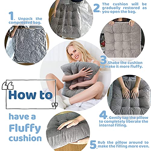 Hm&Dx Thicken Floor Pillows Seating For Adults,Large Solid Square Seat Cushion Pad For Office Dining Chair,Soft Pouf Tufted Corduroy Yoga Meditation Cushion Pillow-Grey 53X53Cm(21X21Inch) #TOP5