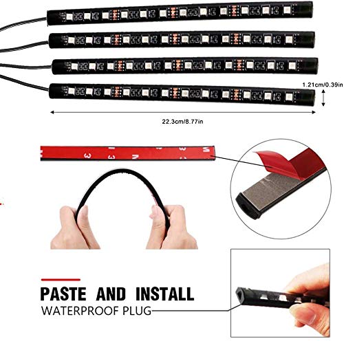 AXELECT Car LED Strip Lights, 72 LED Neon Accent Interior Lights Neon Light Kits Multicolor Music Car Interior Lights Under Dash Lighting Kit with Sound Active Function and Remote Control, DC 12V