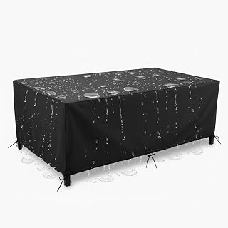 Waterproof & UV Resistant Garden Table Cover - Heavy Duty 600D Ox Fabric Outdoor Furniture Protector 130x90x75cm Weatherproof Cover for Patio Table and Set