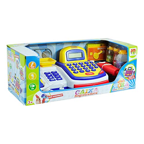 Caixa Registradora com Luz Som e Acessórios 24 Peças Azul, DM Toys