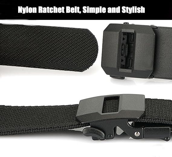 Exteriorm-U Belt, 47 in Nylon Ratchet Belt, Adjustable Release Buckle Woven Waist Belt with Automatic Slide Buckle4