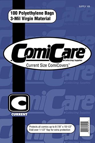 100 CURRENT AGE POLYETHYLENE COMIC BAGS (FREE UK SHIPPING) COMICARE SUPPLY105