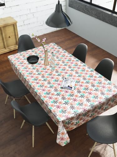 Image of Dakshya Industries PVC Waterproof Withoutlace Dining Table Cover (Size - 54X78 Inch) Rectangle 6 Seater Heat Rasistant Table Cloth (T3)