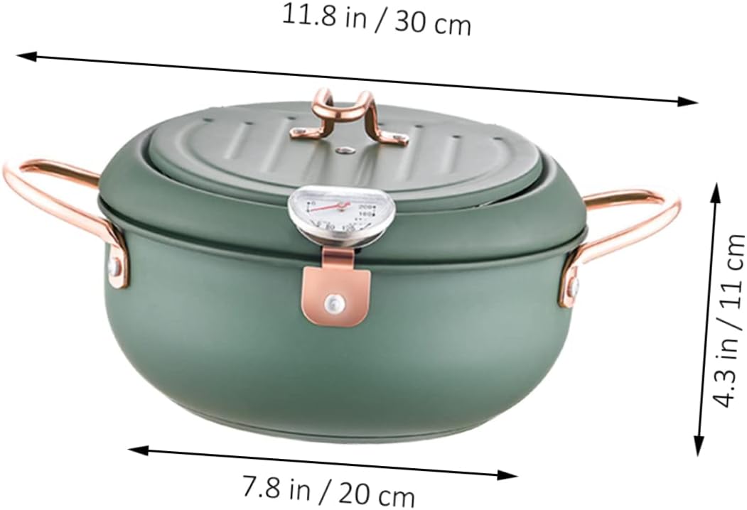 Stainless Steel Deep Fryer Pot Thermometer Non-Stick Temp Control Frying Pan for Home Cooking for Tempura Seafood and Chicken