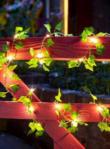 Garden Mile LED Solar String of Lights, Firefly Flower, Butterfly or Ivy Lights Perfect for Your Garden, Outdoor Lighting (Ivy Lights)