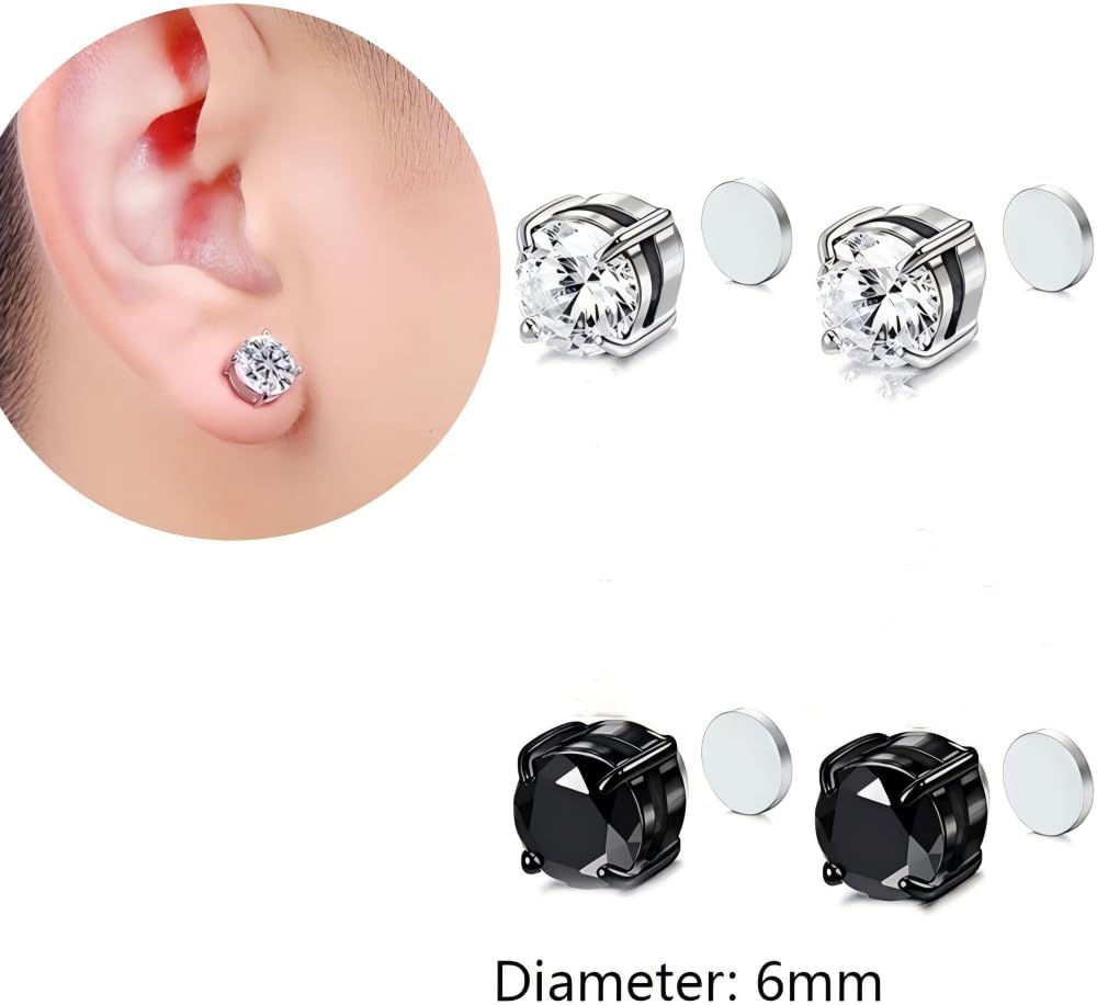 YAZILIND 11 Pairs Non-Pierced Earrings Set Cross Titanium Steel Hoop Dangle Hypoallergenic Clip On Earrings for Men & Women(6mm) - Image 6