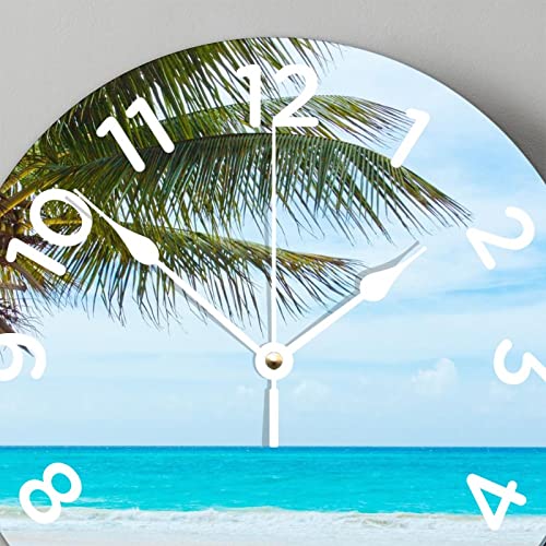 Horloge murale décorative 38cm grand format avec motif palmiers