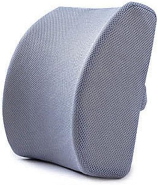 Ergonomic Lumbar Support Pillow - Memory Foam Back Cushion for Office Chair, Car Seat & Sofa (Grey)