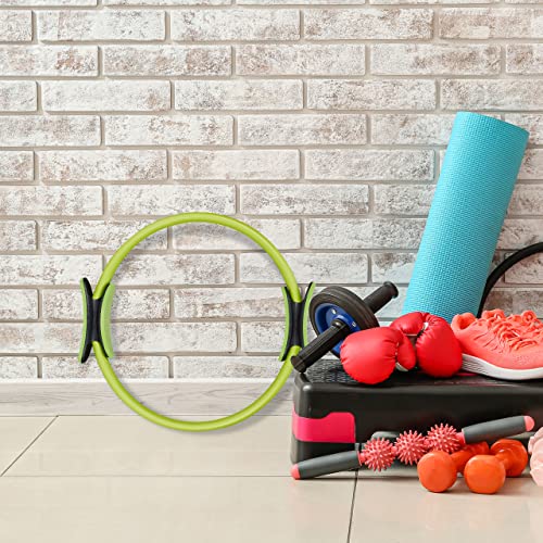 Foto von Bluefinity Pilates Ring mit Übungen, Doppelgriff, gepolstert, Widerstandsring Yoga, Fiberglas, Fitness Ring Ø 37cm, grün
