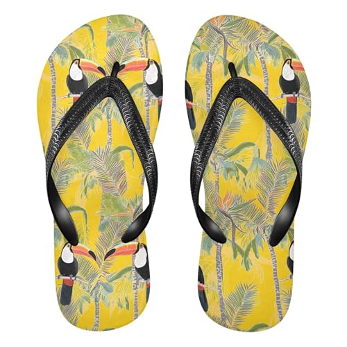 Burbuja Tropical Birds Palm Trees Flip Flops for Women Men, Soft Thong Sandals Rubber Slippers for Pool Beach Essentials