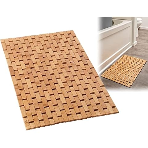 Natural Bamboo Wood Bath Mat for Home Use Cover