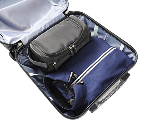 Image of Mens Travel Shaving Toiletry Bag Small Hanging Wash Organizer Dopp Kit Travel Accessories, Black