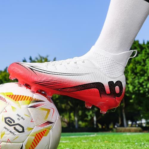 Image of Soccer Cleats for Mens Womens High Tops Lace Up Unisex Football Shoes Indoor Turf Soccer Shoes AG FG TF for Beginners to Advanced Players