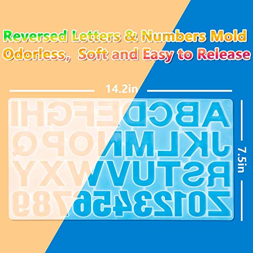 Alphabet Silicone Resin Molds Backward, Sturdy Letter Number Silicone Molds for Resin, Epoxy Molds for Making Keychain Pendant Jewelry, Necklace, Earrings, Craft Decoration