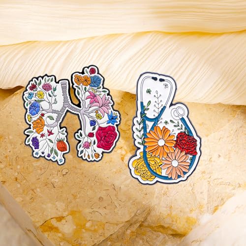Image of Uterus Pin Medical Obgyn Pins Stethoscope Brooch Medicine Symbol Lung Brooch for Gynecologist Medical Doctors Nurse Gifts Jewelry
