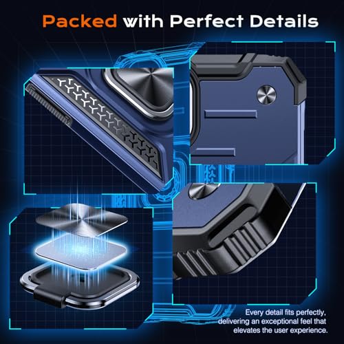 Image of Anqrp Heavy Duty Case for iPhone 13 /14 Case with Enhanced Ring Holder Grip Stand, Military Grade Shockproof Rugged Drop Protective Silicone Hard Slim iPhone 13 /14 Phone Case Cover,Vivid Blue
