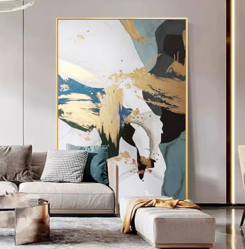 Toile peinte à la main avec blocs de couleurs contrastées modernes