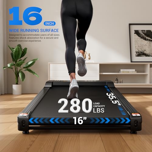 Image of YUEJIQI Walking Pad Under Desk Treadmill with Incline for Home Office, 2.5HP Portable Walking Pad Treadmill with 280 Lbs Weight Capacity, Remote Control, LED Display