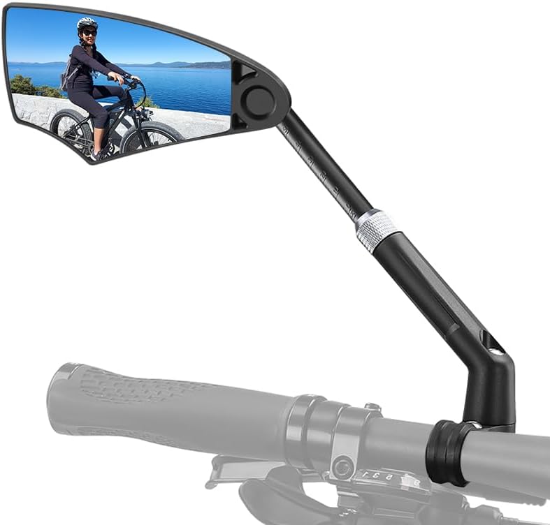 Himiway Bike Mirror 1 Pack Anti-glare Rear View Mirror With Retractable 360° Rotation Lens, Safe Adjustable Bicycle Mirror for 20-23mm Handlebar Mountain Road Bike (Left)