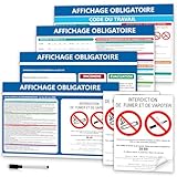 Pack de 7 Affichage Obligatoire Code du Travail Panneaux Autocollants Adhésif 4x 200x300m...