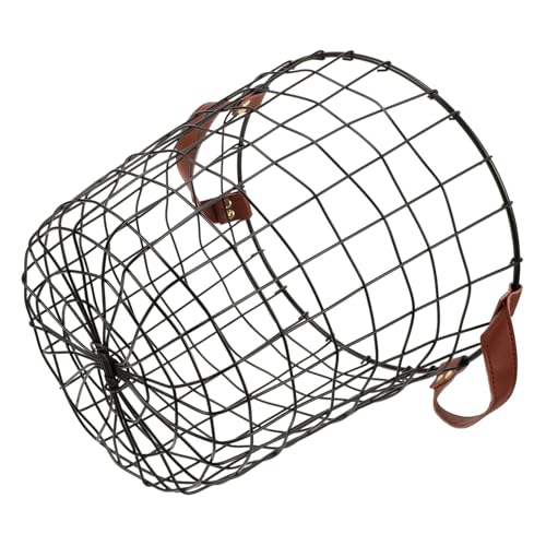 TOYANDONA Cesta Metálica para Leña con Asa Portátil Gran Capacidad para Almacenamiento Objetos Organizador Multifuncional para Interiores y Exteriores Resistente y Fácil de Transportar