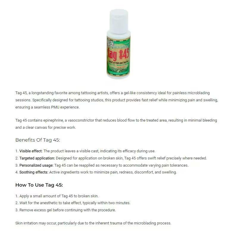 Tag #45 Tattoo Aftercare Tattoo Cream Moisturizer for Old & New Tattoos Healing Brightener Color Cream