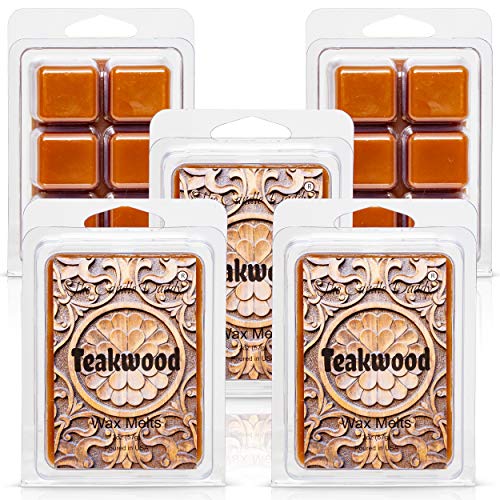 Teakwood - Rustic, Earthy, Sweet Scented Melt- Maximum Scent Wax Cubes/Melts- 1 Pack -2 Ounces- 6 Cubes Gift for Women, Men, BFF, Friend, Wife, Mom, Birthday, Sister, Daughter, Long Lasting Wax Tart
