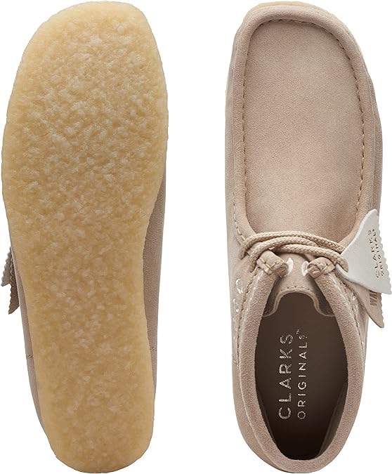 Image of Clarks Womens Wallabee Suede Fringe Lace Up Flats
