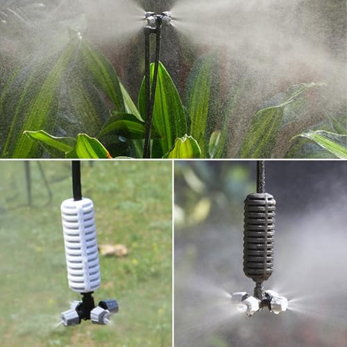 Image of HASTHIP 10 Pcs Misting Nozzles 4-Head Mist Watering Nozzles with 50cm Pipe, Garden & Greenhouse Cooling, Humidifying, and Plant Irrigation System