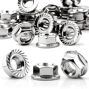 Mbsomnus 60 Stück M6 Flanschmuttern mit Sperrverzahnung